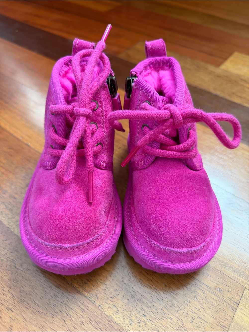 UGG Kids Suede Lace-Up Boots in Bright Pink